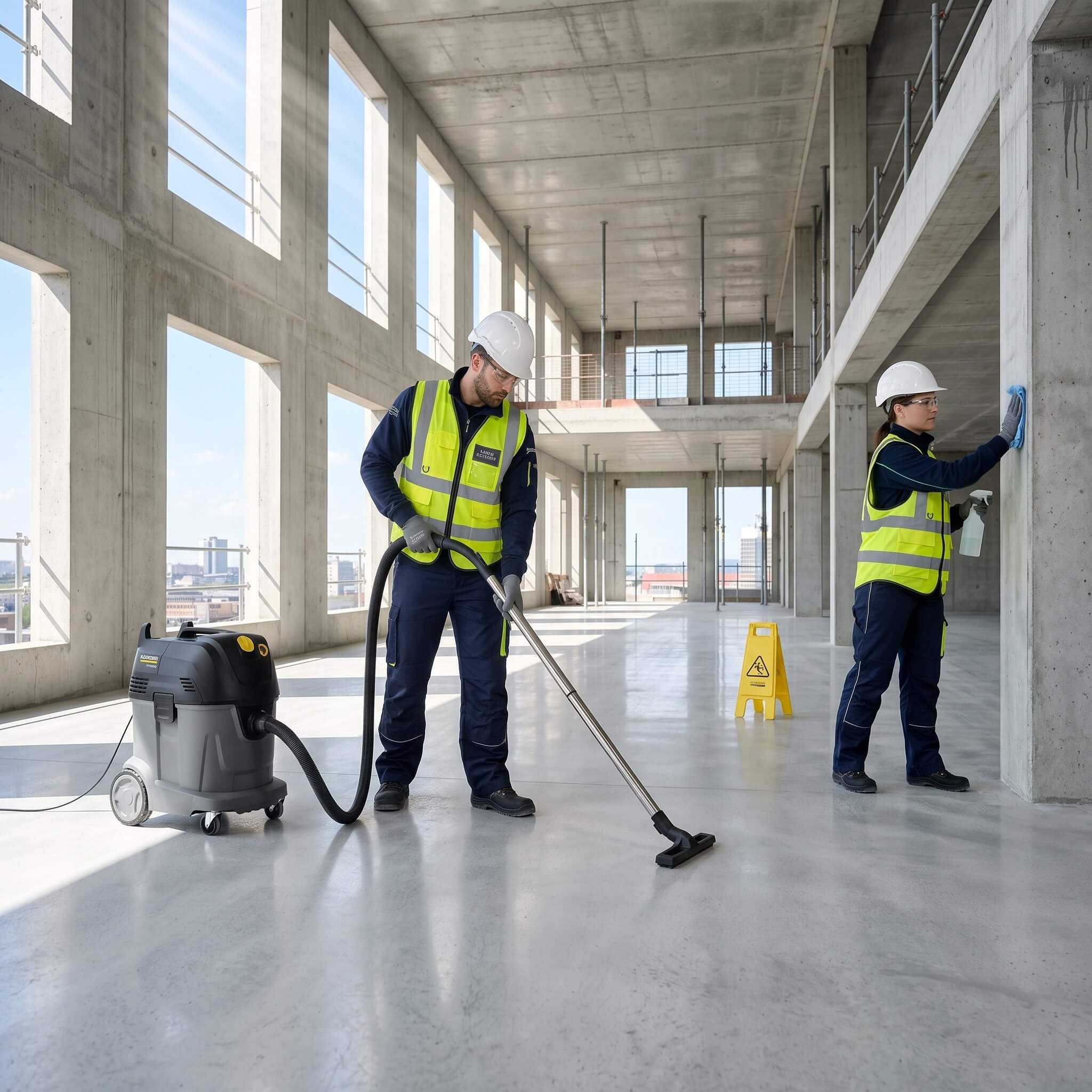 Reinigungsteam bei der Baustellenreinigung